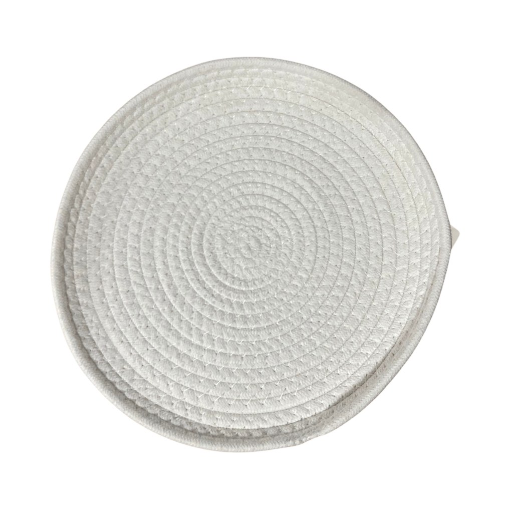 CANASTA PANERA REDONDA ALGODON BLANCA Ø27*2.5CM