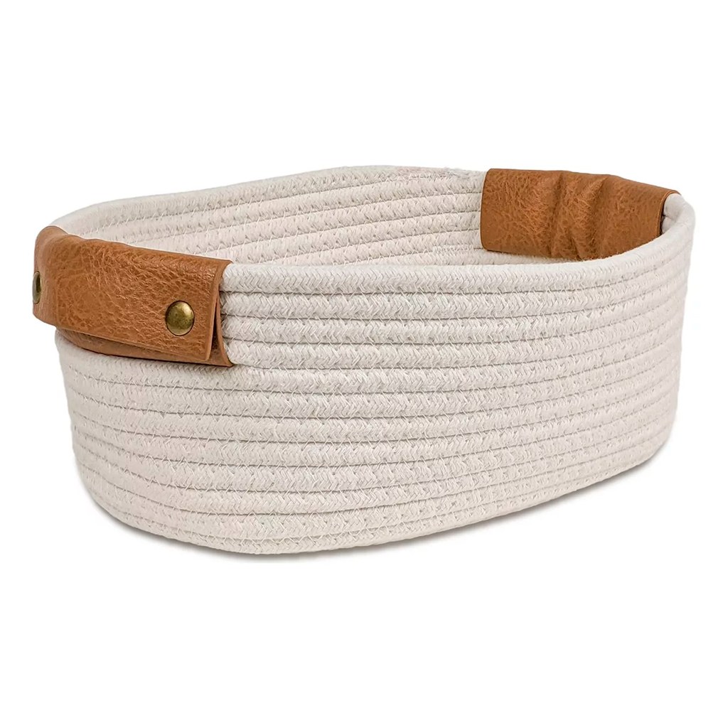 CANASTA PANERA BLANCA ALGODÓN  28*21*10.5CM