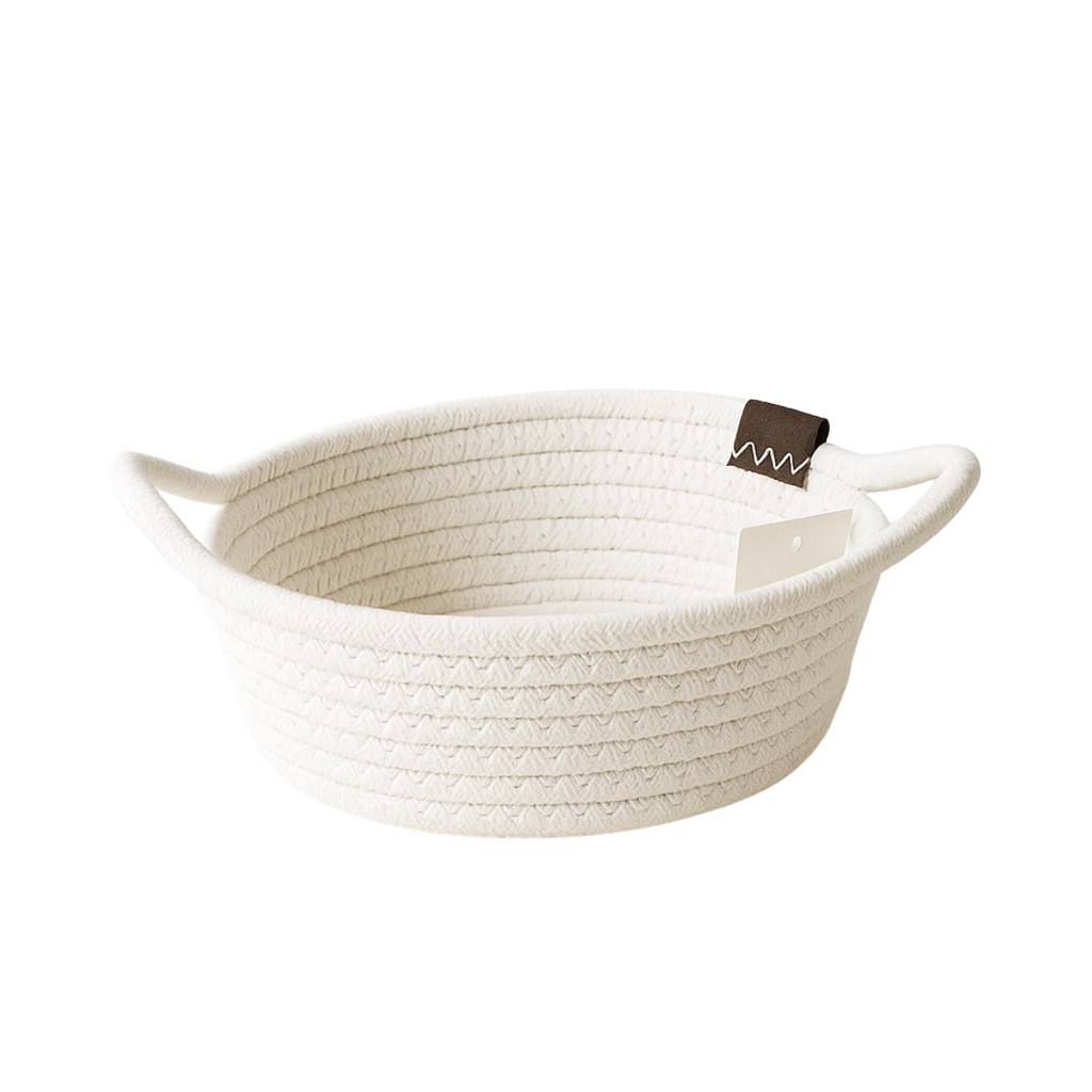 CANASTA PANERA ALGODON BLANCA 19*16*8CM