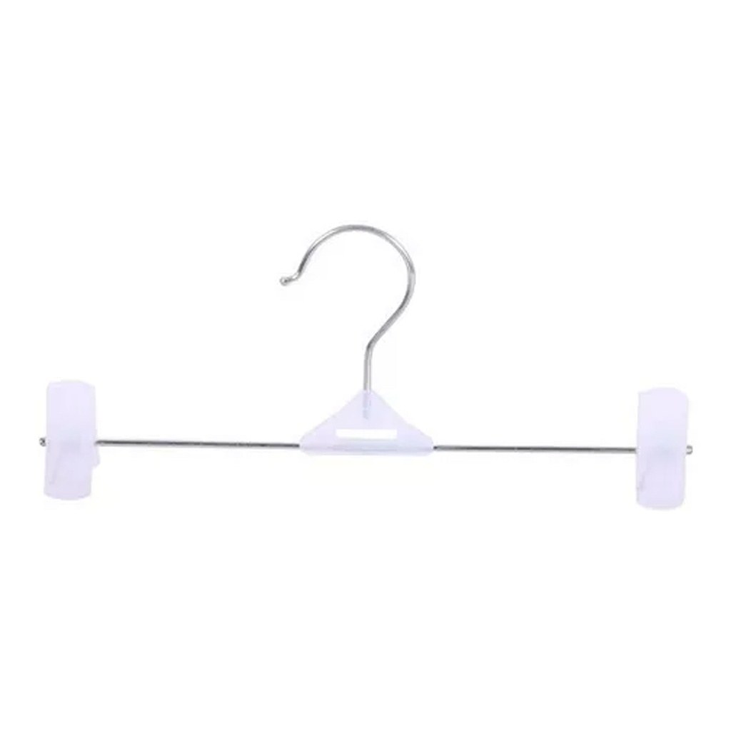 PERCHA DE METAL CON BROCHES DE PLASTICO BLANCA 28CM