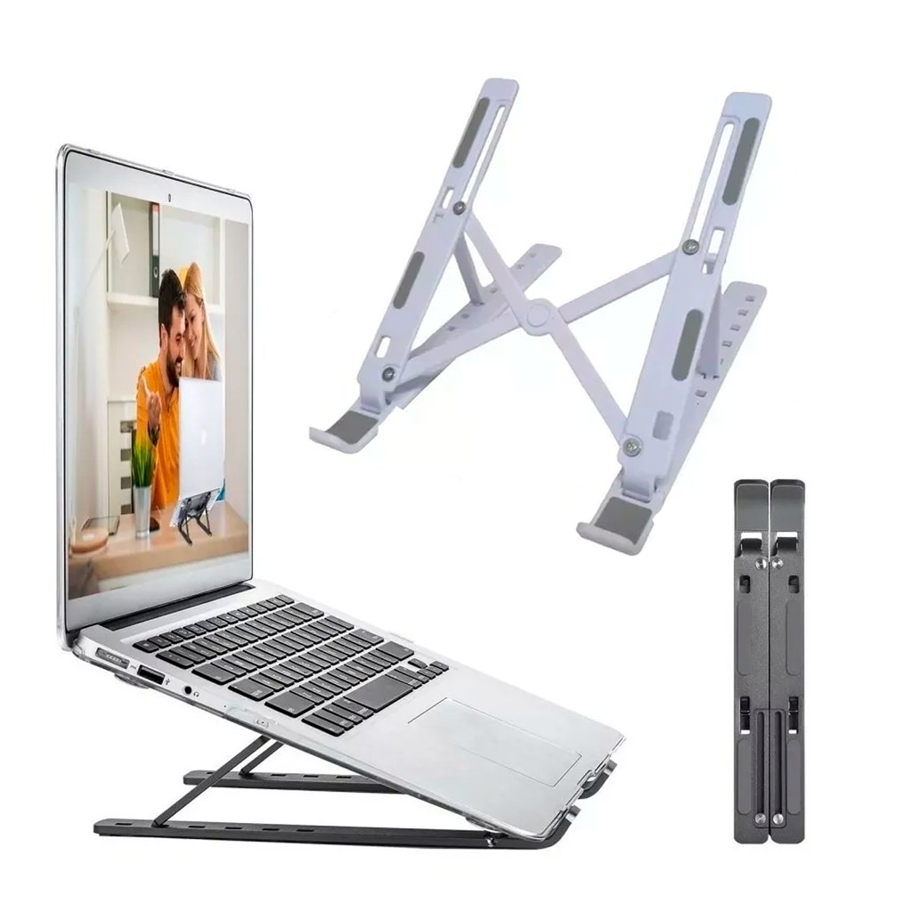 SOPORTE PLEGABLE PARA NOTEBOOK ALUMINIO GRIS 24X5 CM