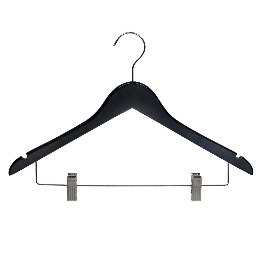 PERCHA MADERA ADULTO NEGRO CON BROCHES