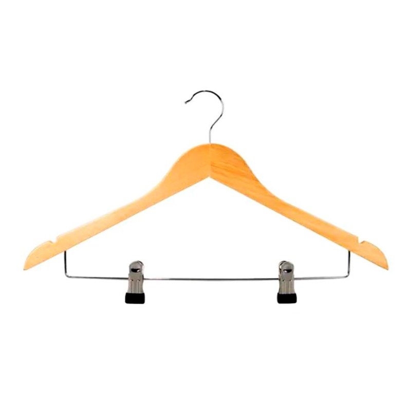 PERCHA MADERA ADULTO LUSTRADA CON BROCHES