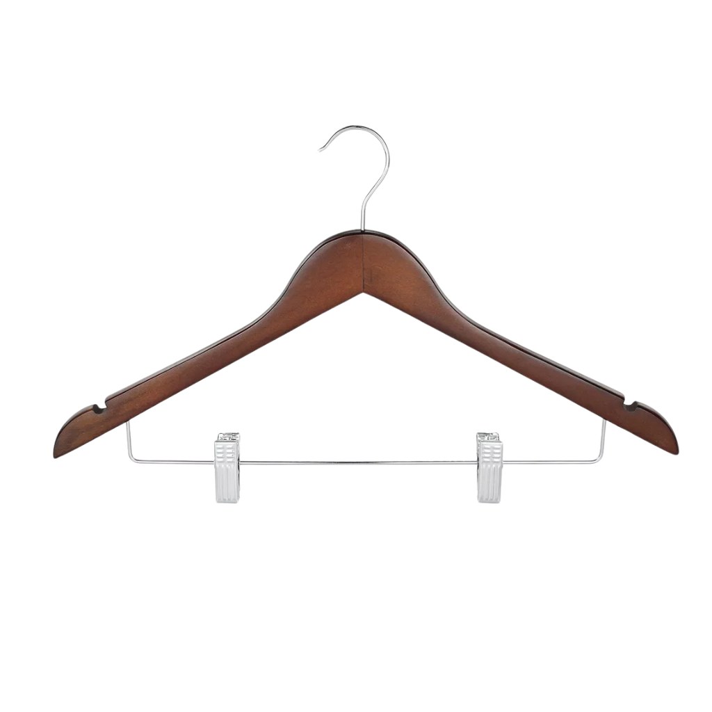 PERCHA MADERA ADULTO CAOBA CON BROCHES