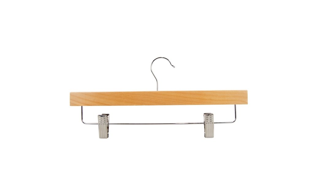 PERCHA MADERA PLANA CON GANCHOS 35CM(LUSTRADA)
