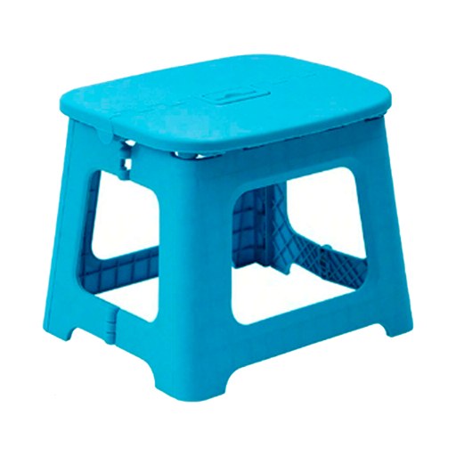 BANCO PLEGABLE PLASTICO CELESTE 22X18X19.5CM