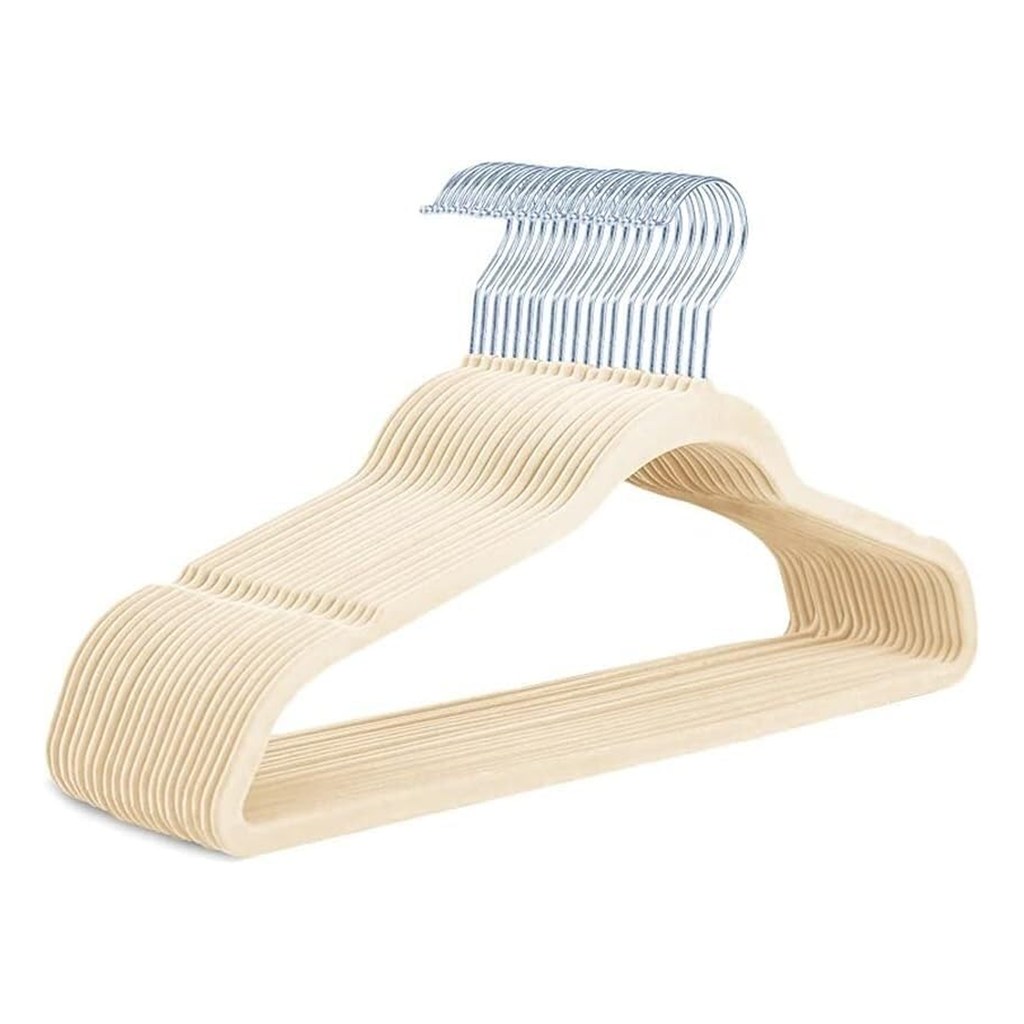 PERCHA TERCIOPELO ADULTO CREMA