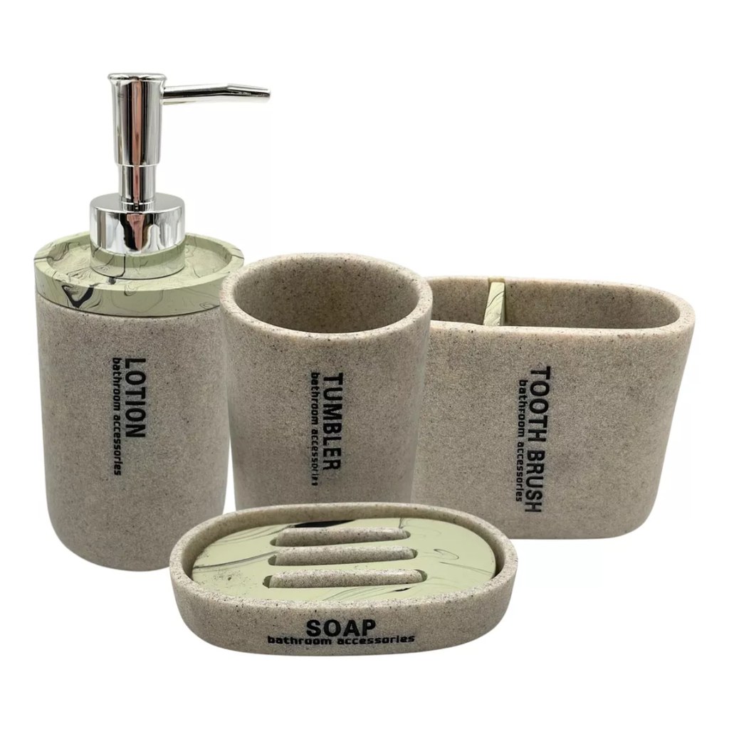 SET DE BAÑO X4 COLOR GRIS PIEDRA