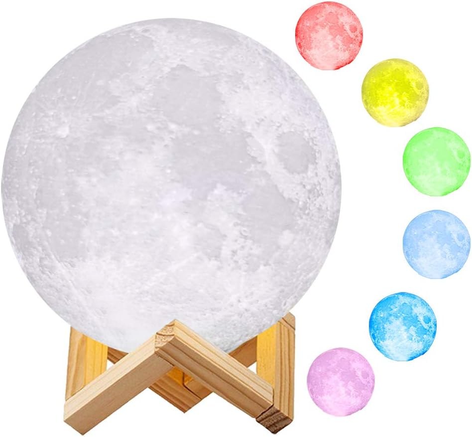 LAMPARA LUNA CON CONTROL PLASTICO BLANCO 15X18 CM