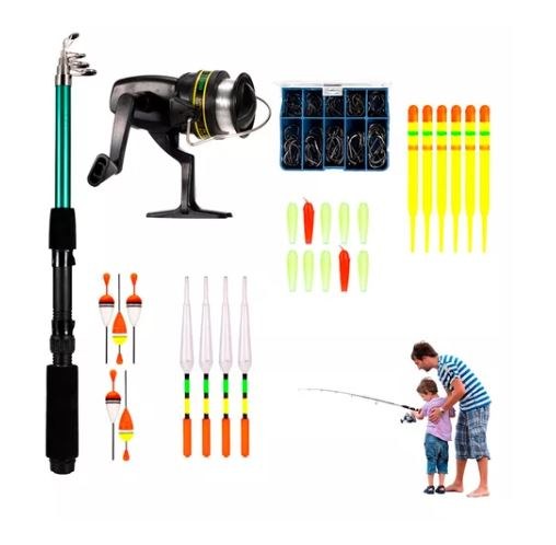SET KIT DE CAÑA TELESCOPICA NEGRO 140CM