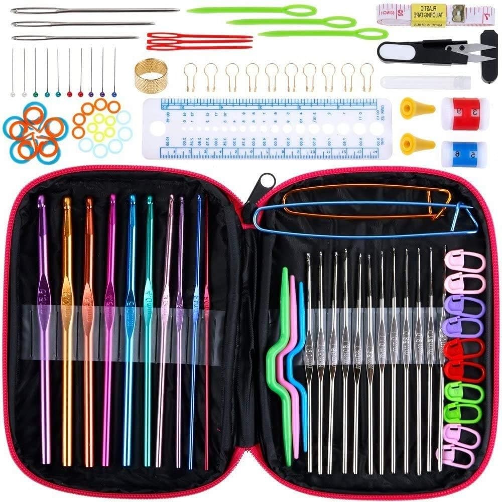 SET PREMIUM HERRAMIENTAS DE COSTURA METAL ROSA 19x13 CM