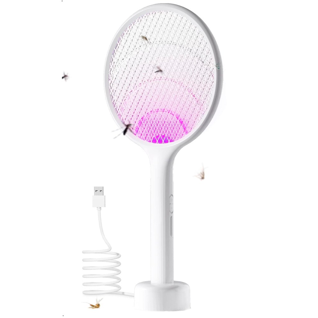 RAQUETA MATA MOSQUITOS PLASTICO BLANCO 43x22x3 CM