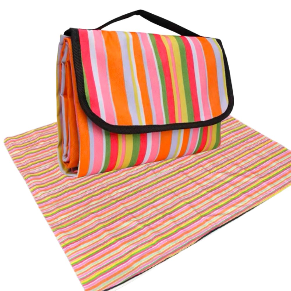 MANTA CON BOLSO PLEGABLE ESTILO RAYADO 200*150 CM