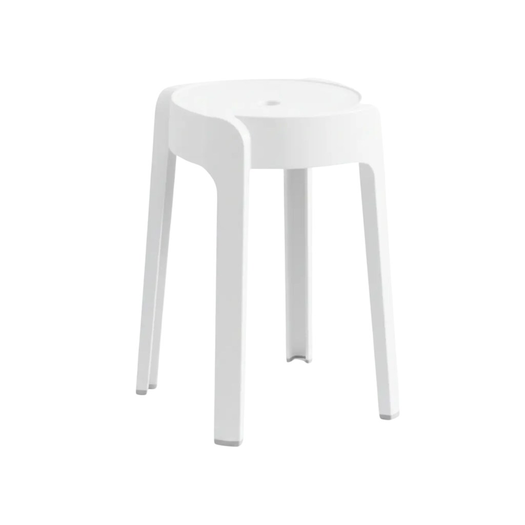 BANQUETA PLÁSTICA APILABLE CUADRADA BLANCA 45*30CM