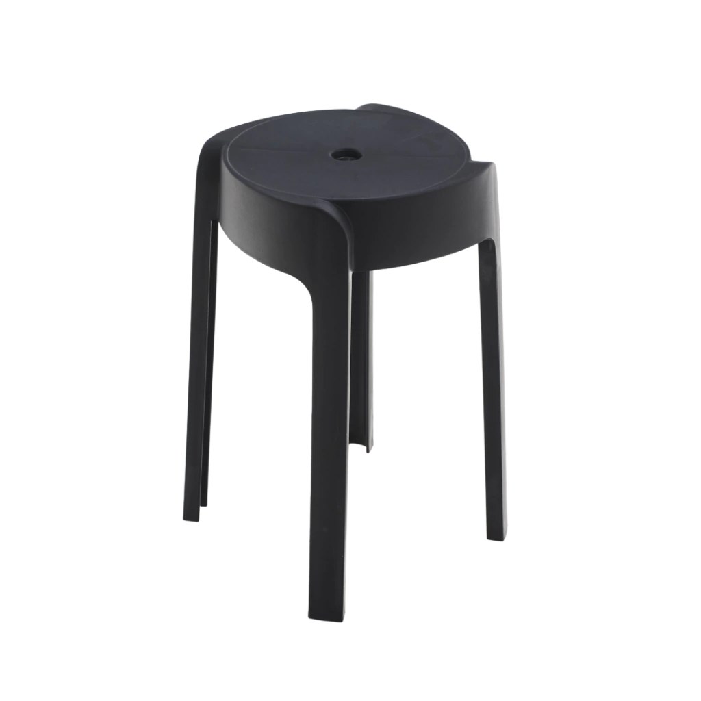 BANQUETA PLÁSTICA APILABLE CUADRADA NEGRA 45*30CM